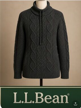 LL BEAN Double L® Mixed-Cable Sweater, Funnelneck size small